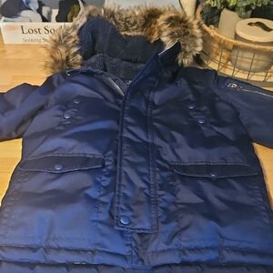 Polo by Ralph Lauren Kids Dark Blue Down Parka with Faux Fur Hood